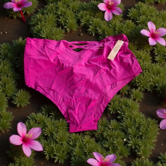 Victoria's Secret No-Show Cheeky Panty Criss Cross Berrylicious Size L (New) - Picture 5 of 5